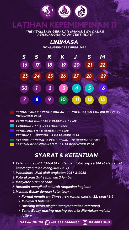 BEM FBS UNM BUKA PENDAFTARAN LATIHAN KEPEMIMPINAN II