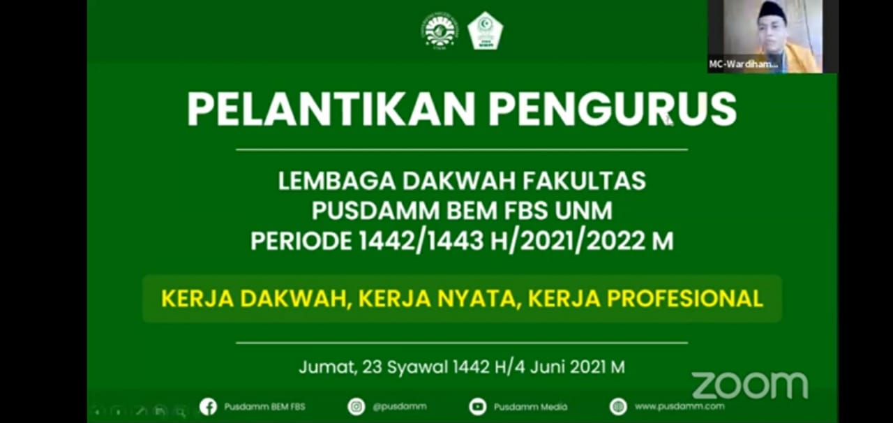 WD III RESMI LANTIK PENGURUS LDF PUSDAMM BEM FBS UNM PERIODE 2021-2022